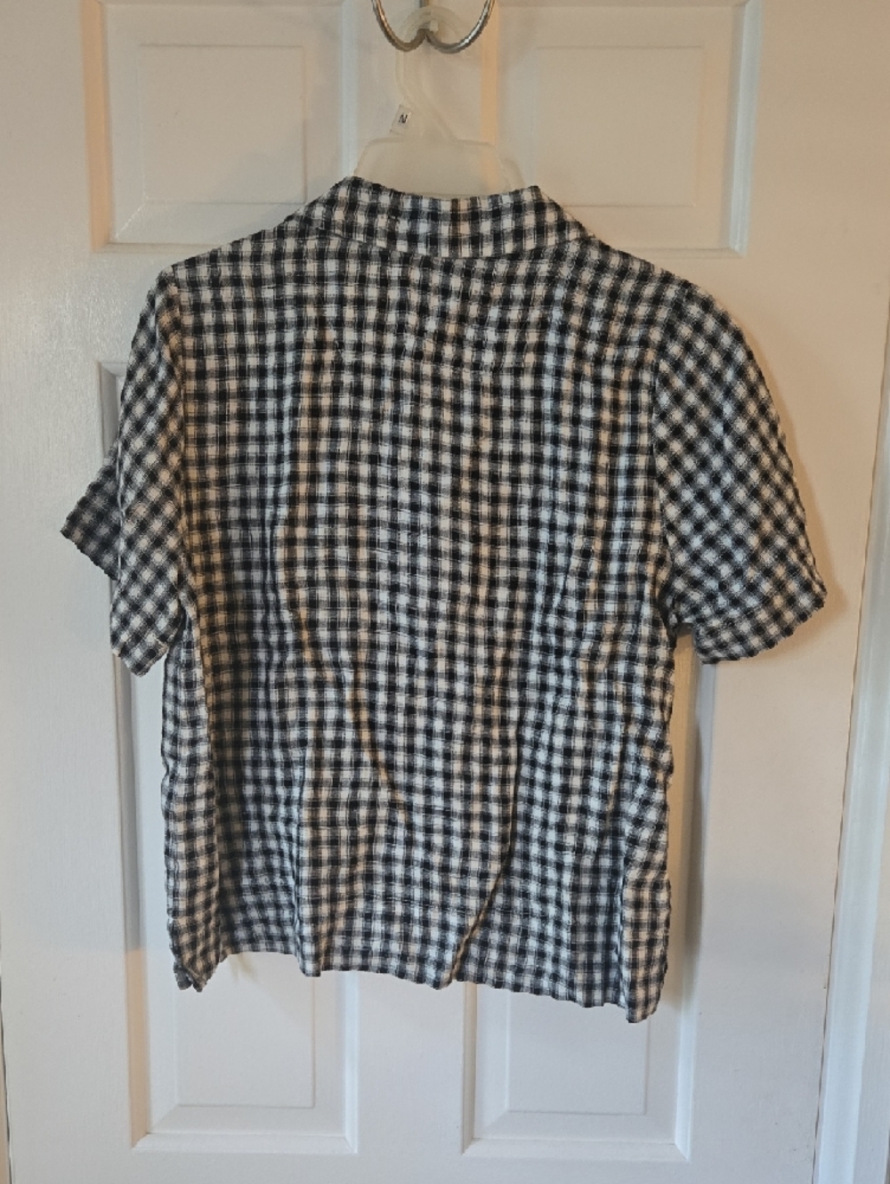 Quince Black and White Gingham Short-Sleeve Button Shirt - Picture 3 of 3